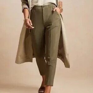Banana Republic Factory Airstretch Slim Ankle Pants | Small | Olive Green
